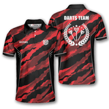 Maxcorners Red Tiger Skin Darts Personalized Name And Team Name 3D Shirt