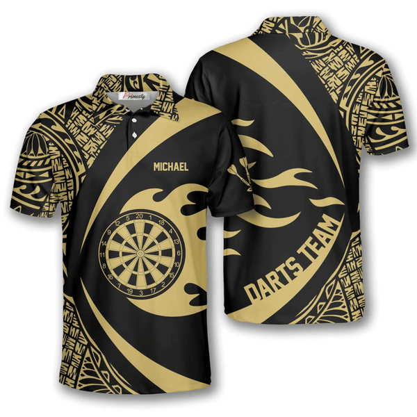 Maxcorners Pattern Tribal Hawaiian Darts Personalized Name And Team Name 3D Shirt