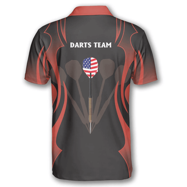Maxcorners Red Tattoo Pattern Darts Personalized Name And Team Name 3D Shirt