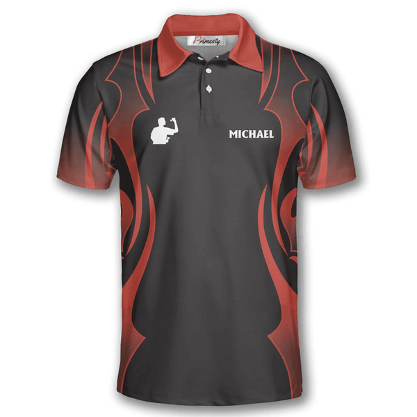 Maxcorners Red Tattoo Pattern Darts Personalized Name And Team Name 3D Shirt