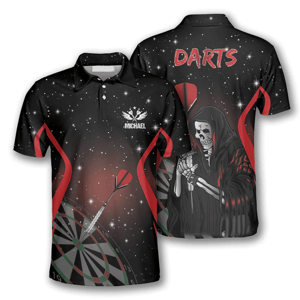 Maxcorners Darts Grim Reaper Stars Personalized Name 3D Shirt