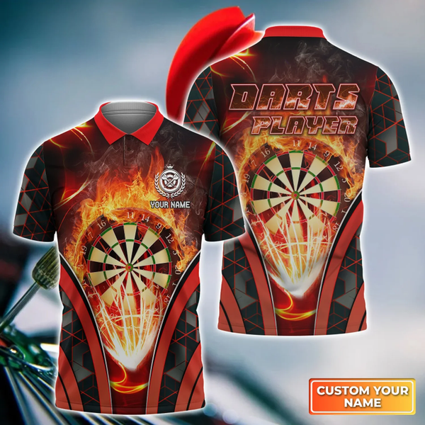 Maxcorners Darts Fire Personalized Name I Play Darts Because I Like It 3D Shirt