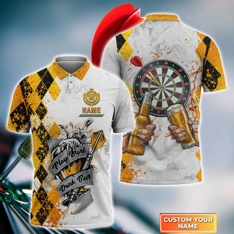 Maxcorners Play Darts Drink Beer Personalized Name 3D Shirt