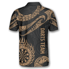 Maxcorners Golden Hawaiian Tribal Darts Personalized Name And Team Name 3D Shirt