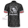 Maxcorners Ball 8 Pattern Trophy Emblem Billiard Custom Name Zipper Polo Shirt