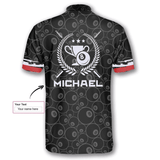 Maxcorners Ball 8 Pattern Trophy Emblem Billiard Custom Name Zipper Polo Shirt