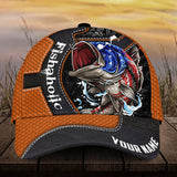 Maxcorners Custom Name Fishing Fishaholic 3D Cap Flag Us