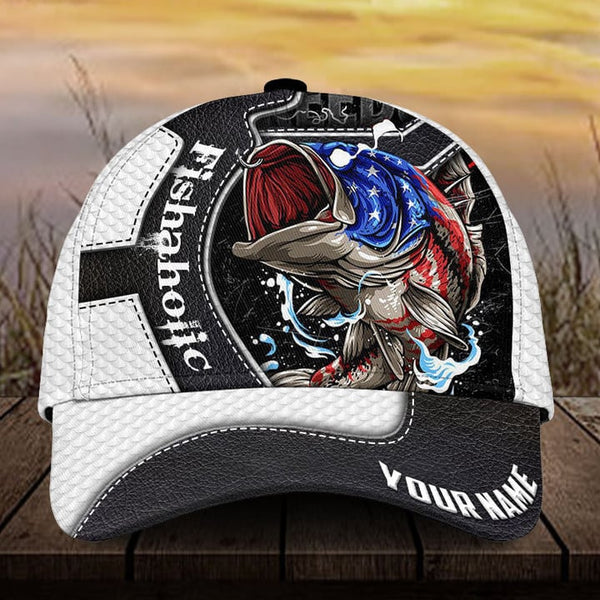 Maxcorners Custom Name Fishing Fishaholic 3D Cap Flag Us