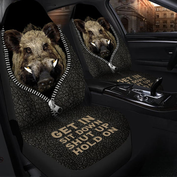 Maxcorners Wild Boar Hunting Hold on Funny Car Seat Covers