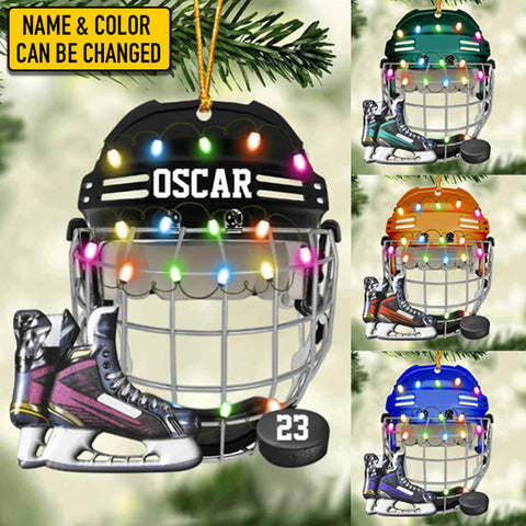 Maxcorners Customized Ice Hockey Helmet Shoes Acrylic Christmas Ornament For Hockey Lover