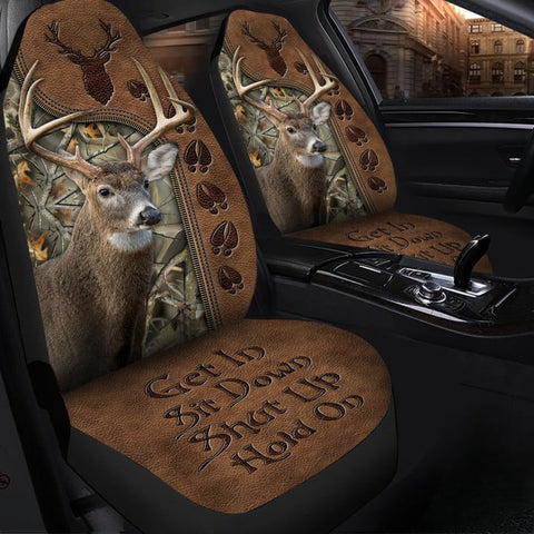 Maxcorners Deer Hunting Hold On Funny Car Seat Covers