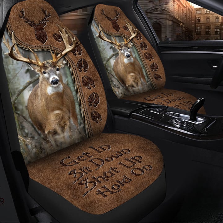 Maxcorners Deer Hunting Hold On Funny Car Seat Covers