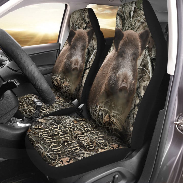 Maxcorners Wild Boar Hunting Hold on Funny Car Seat Covers