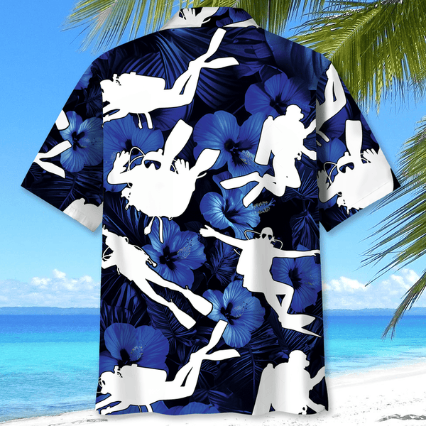 Maxcorners Scuba Diving Summer Colorful Hawaiian Shirt