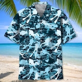 Maxcorners Scuba Diving Hard Camouflage Colorful Hawaiian Shirt