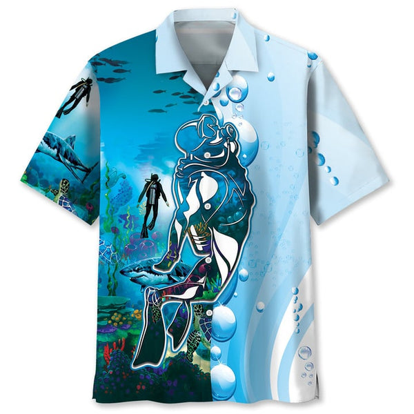 Maxcorners Scuba Diving Discovery Ocean Colorful Hawaiian Shirt