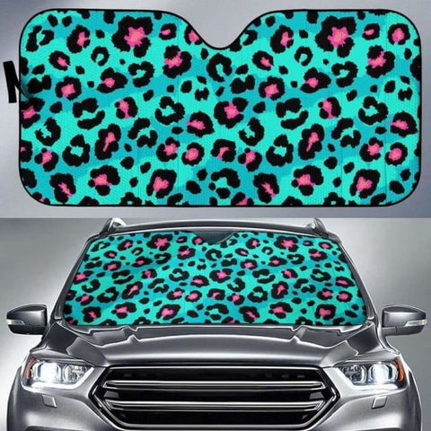 Maxcorners Green Leopard Skin Print Pattern Car Auto Sun Shade