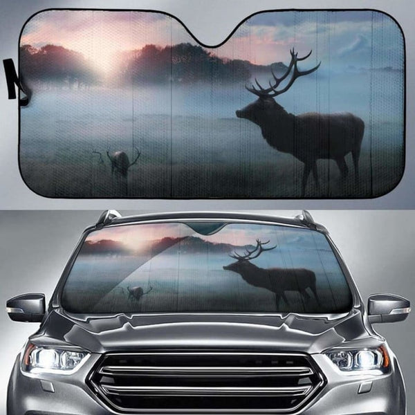 Maxcorners Deer Forest Morning Sunrise Fog Winter Hd Car Sun Shade