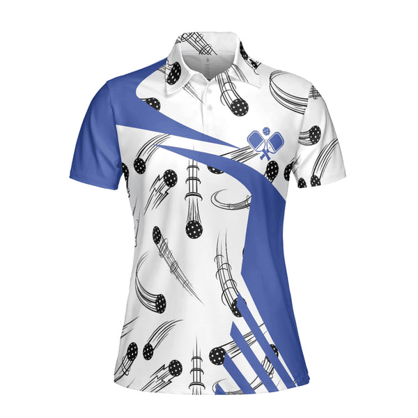 BLUE WHITE PICKLEBALL POLO SHIRT FOR WOMEN