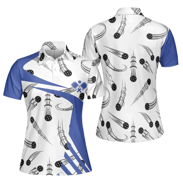 BLUE WHITE PICKLEBALL POLO SHIRT FOR WOMEN