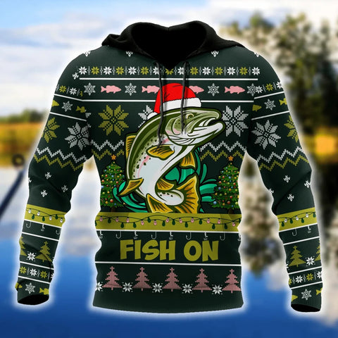 Maxcorners TROUT FISHING FISH ON CHRISTMAS Customize Name 3D Shirt