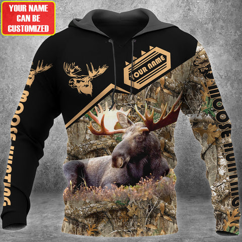 Maxcorners Personalized Name Moose Hunting 3 All Over Printed Unisex Shirt