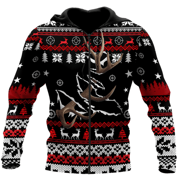 Maxcorners Deer Hunting Christmas Shirt 3D All Over Printed Clothes