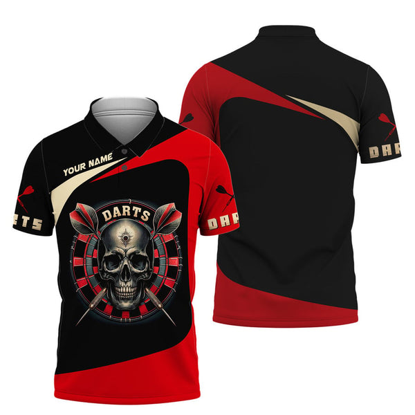 MaxCorners Darts Skull Customized Name 3D Polo Shirt For Men