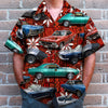 Maxcorners Seamless Tribal Pattern, Custom Classic Car Photo Hawaiian Shirt, Summer Gift