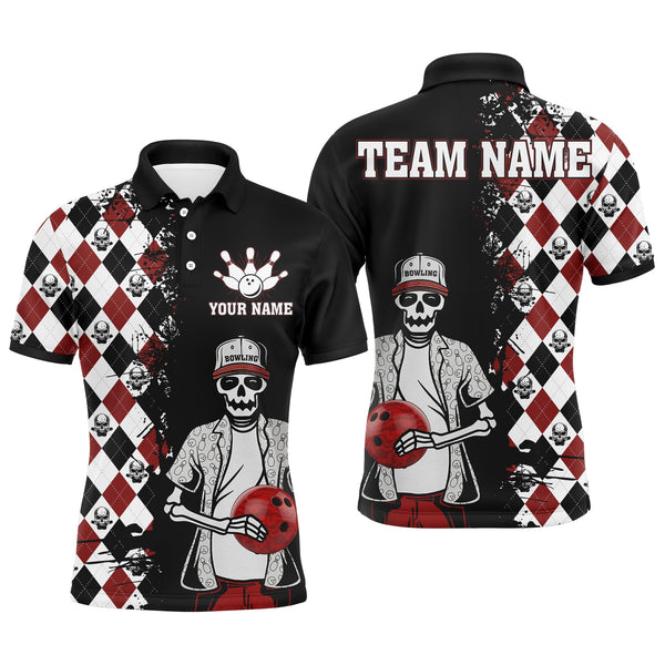 Maxcorners Skull Bowling Pattern Bowler Team Customized Name And Team Name 3D Shirt