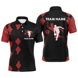 Maxcorners Bowling Red&Black Customized Name And Team Name 3D Shirt