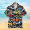 Custom Muscle Car Photo Hawaiian Shirt, Red Flowers Pattern