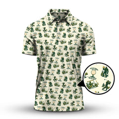 Maxcorners Bigfoot Golf Shirt For Men, Funny Golf Shirts, Pattern Golf Gift For Golfers