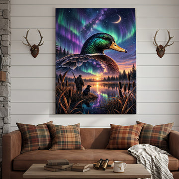 Maxcorners Moose Hunting Fiery Sunset Wilderness Personalized Canvas Wall Art