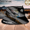 Maxcorners Fishing Gray Strike Splash Personalized Name 3D Bucket Hat (12 Fish Species)
