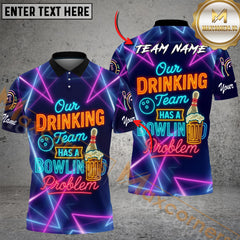 Maxcorners Bowling Drinking Team Bowling Problem With Neon Style Personalized Name 3D Unisex Shirt For Janice