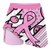 Maxcorners Customized Bowling Trouser Skirts With Shorts Underneath, Bowling Pink Ribbon Comic Style Skorts With Pockets
