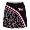 Maxcorners Customized Bowling Trouser Skirts With Shorts Underneath, Black Pink Bowling Pattern Skorts With Pockets