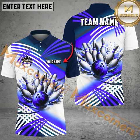 Maxcorners Splash Art Bowling Jersey Multicolor Option Customized Name, Team Name 3D Polo Shirt