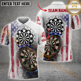 Maxcorners US Flag Dartboard Darts Jersey Customized Name, Team Name 3D Polo Shirt