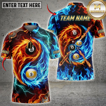 Maxcorners Billiards Dual Fire And Ice Pool Balls Personalized Name 3D Unisex Shirt