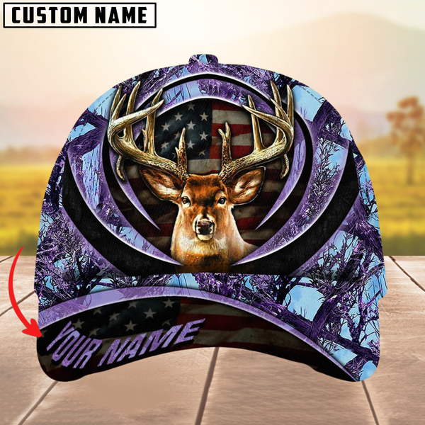 Maxcorners Premium The Best Of Flag Deer Arc Hunting Camouflage Pattern Multicolor Personalized Name 3D Cap