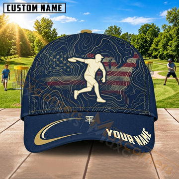 Maxcorners Disc Golf Flying Disc & Player Silhouette Graphic Customized Name 3D Cap