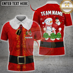 Maxcorners Snowman Bowling Elf Multicolor Customized Name, Team Name 3D Shirt