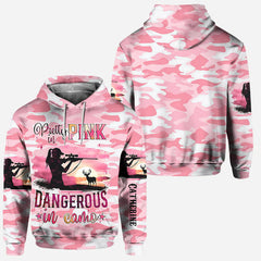 Maxcorners Pink Camo, Personalized Hunting All Over Shirt, Personalized 3D Hoodie For Hunting Lover TU2611