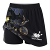 Maxcorners Customized Bowling Trouser Skirts With Shorts Underneath, Bowling Flower Pattern Gradient Gold With Pockets