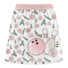 Maxcorners Customized Bowling Trouser Skirts With Shorts Underneath, Bowling Pink Floral White Pastel With Pockets