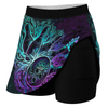 Maxcorners Customized Bowling Trouser Skirts With Shorts Underneath, Bowling Maori Tattoo Neon Teal Purple With Pockets