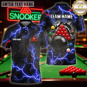 Maxcorners Pool Clothing Dynamic Lightning Strike Art Multicolor Customized Name 3D Shirt