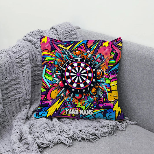 Maxcorners Darts Graffiti Explosion Target Art Multicolor Customized Name 3D Pillow